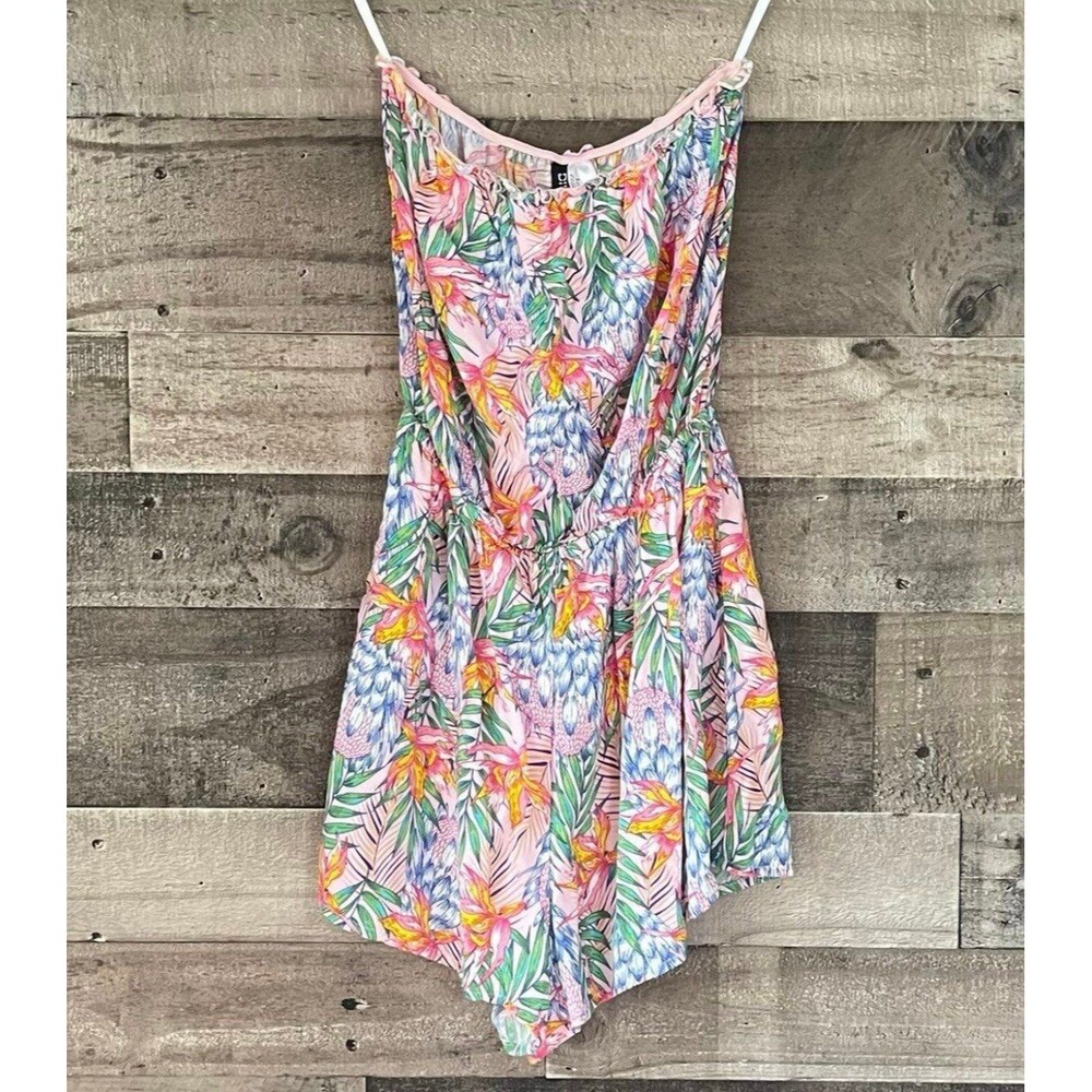 Divided by H&M Floral Print Pink Romper Size 6 Sleeveless EUC